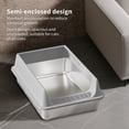 thumbnail image 5 of Grey XL15 Half Enclosed Stainless Steel Cat Litter Box 15cm Height Leak-Proof Litter Pan with Non-Slip ABS Base Anti-Scratch Non-Stick Easy Clean Odor Free Litter Box for All Cat Breeds, 5 of 5