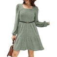 thumbnail image 4 of Sampeel Womens Square Neck Long Sleeve Fall Dresses Casual Babydoll Sweater Dress, 4 of 6