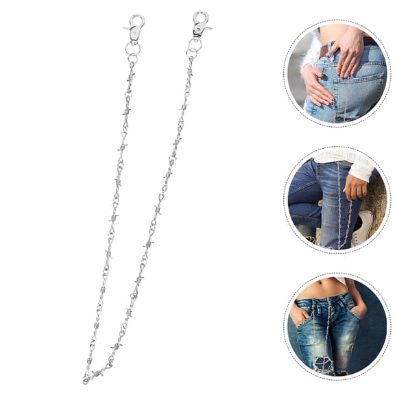 ELAYARD 2Pcs Metal Pants Chains with Clasp for Wallet Decoration Durable Punk Style Accessory