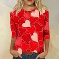 thumbnail image 2 of Garbnen Valentine Day Shirts for Women 3/4 Sleeve T Shirts for Women Love Heart Print Crew Neck Dressy Pullover Blouse Tee, 2 of 6
