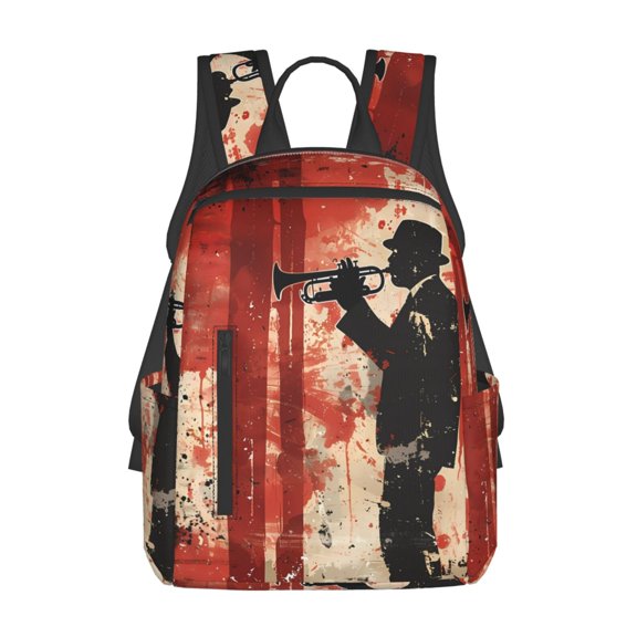 Fuzoiu Silhouette Trumpet Red Art Print Lightweight Daypack,Weekender Bag for Men and Women, Travel Backpack with Padded Straps for School, Travel & Work