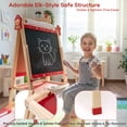 thumbnail image 4 of SaveJoy Kids Easel,Reindeer Adjustable Double-Sided Whiteboard,Wooden Toddlers Drawing Chalkboard with Paper & Art Supplies for 3-8 Boys Girls, 4 of 9