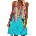 thumbnail image 2 of Vestido HUOGUO de verano para mujer, estampado, casual, sin mangas, 2 of 5