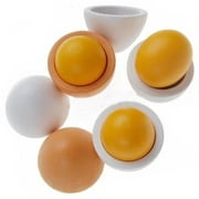 6PCS Baby Kids Pretend Play Educational Toy Wooden Eggs Yolk Kitchen Cooking