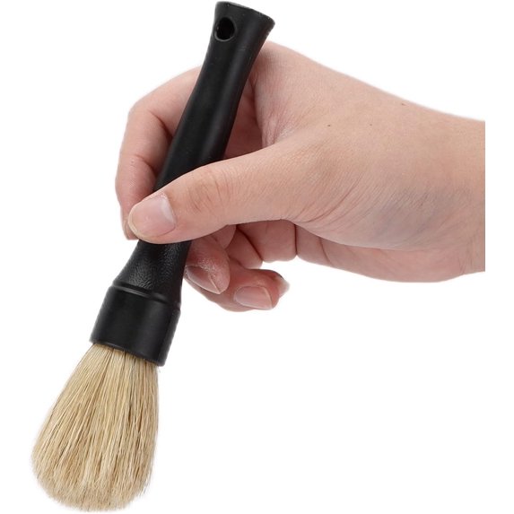 2Pcs Car Detailing Brush, Natural Boars Hair Car Detailing Brush Set, NO Metal Brush Cleaning Parts for Automobile
