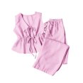thumbnail image 7 of Maqroz Casual Outfits for Women Striped Sleeveless V Neck Top and Wide Leg Pants Set Drawstring Waist Casual Vacation 2026 Pink S, 7 of 7