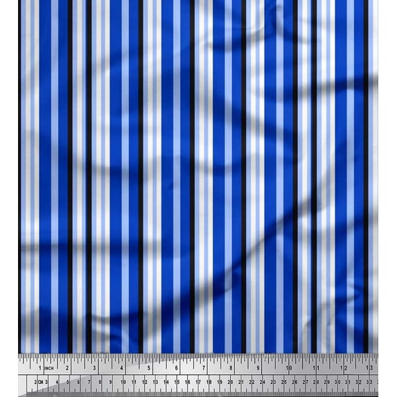 Soimoi Japan Crepe Satin Fabric Vertical Stripe Fabric Prints by Yard 42 Inch Wide