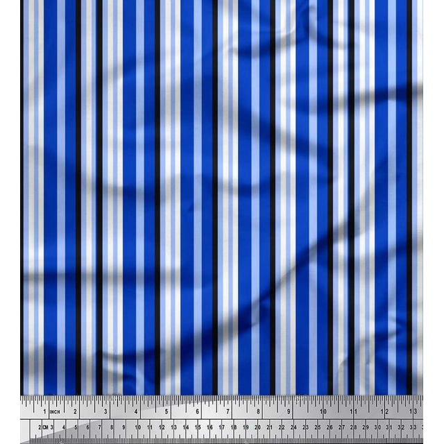 Soimoi Silk Fabric Vertical Stripe Print Sewing Fabric Yard 42 Inch Wide