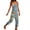 Light Blue M, variant on Women's Sunflower Print Pockets Denim Loose Fit Overall, M