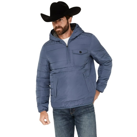 Brothers And Sons Men's Calhoun Anorak Insulated Hooded Jacket Indigo Small  US