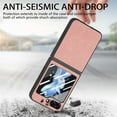 thumbnail image 5 of Feishell for Samsung Galaxy Z Flip5 Case Built-in Screen Protector,Denim Grain PU Leather Full Protection Shockproof Slim Lightweight Folding Phone Case Good Gift for Women Men,Pink, 5 of 9