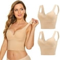thumbnail image 2 of Sports Bra Women 2 Pieces Ladies Sports Bra No Wire Comfort Sleep Bra Pads Shaping Bra Oeak Bras Women Khaki L, 2 of 7