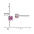 thumbnail image 2 of 925 Sterling Silver Rhodium-plated 4mm Round Created Pink Sapphire Post Earring; for Adults and Teens; for Women and Men, 2 of 2