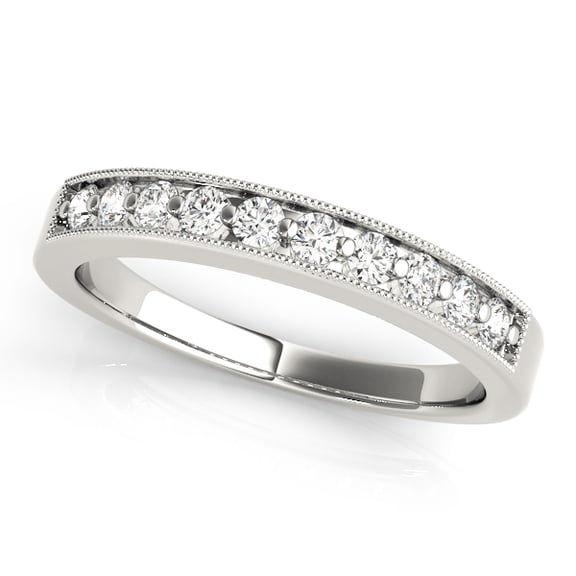 0.10CT Diamond Milgrain Curved Band 14K White Gold