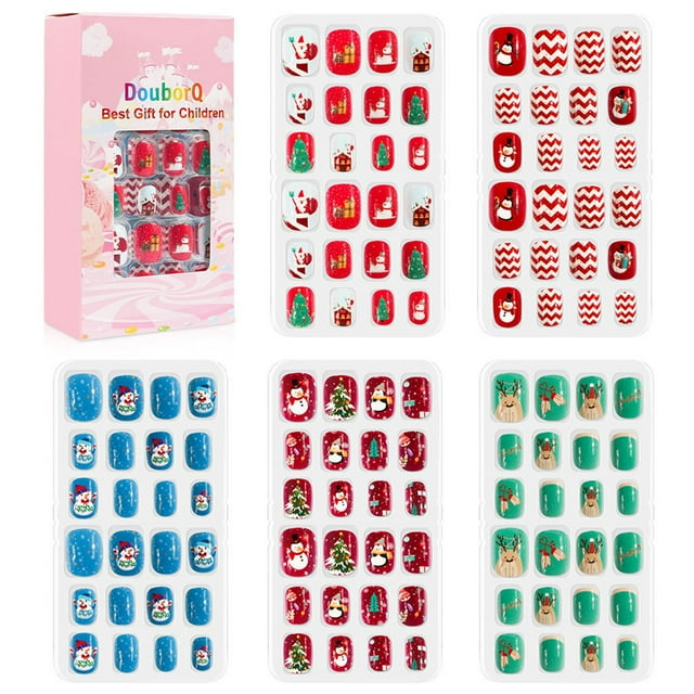 Halloween Navidad Niños Uñas Postizas Prepegamento Cubierta Completa Stick On Nails Press On Nails Para Niñas 120 Uds matsuzay HA043384-02