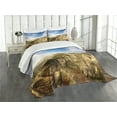 thumbnail image 3 of Ambesonne Nature Quilted Bedspread Set 3 Pcs, Park in Czech Republic, King Size, Olive Green Sky Blue, 3 of 5