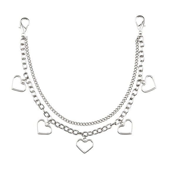 DESIGNICE Silver Tone Heart Bag Chain Charm, Double Strand Purse Accessory with 5 Pendants, Versatile Handbag Clip