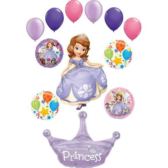Sofia The First Party Supplies Princess Crown Birthday Balloon Bouquet Decorations