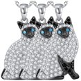 thumbnail image 1 of Dijes de gatos CatNeck07 3Pzas Siamese Plata/Negro Metal Cadena y Dije., 1 of 2