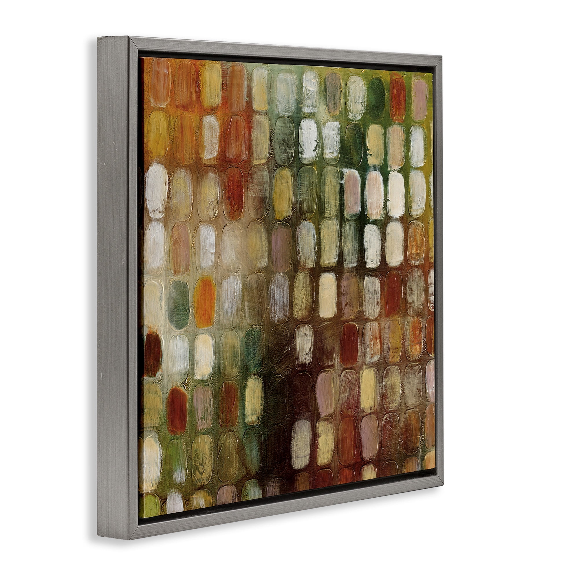 Stupell Industries Earth Tone Oval Abstraction Abstract Painting Gray Floater Framed Canvas Art Print Wall Art, 18 x 18