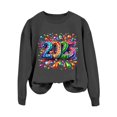 thumbnail image 4 of WEAIXIMIUNG Chandail en Molleton Bleu Marine pour Femmes Automne et Hiver Col Rond Manches Longues Chandail en Molleton Imprimé Chandail de Noël, 4 of 4