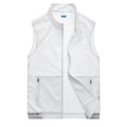 thumbnail image 2 of FRSASU Men's Outdoor Zipper Pocket Solid Color Cool Vest Hiking Fishing Photography Leisure Cargo Vest White, 2 of 5