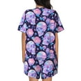 thumbnail image 6 of Fotbe crystal Skull flower Print Pajama Set for Women 2 Piece Loungewear Short Sleeve Tops and Shorts Set Soft Sleepwear-3X-Large, 6 of 7
