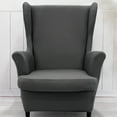 thumbnail image 3 of KBOOK Wingback Chair Slipcover 2-Piece Stretch Spandex Wing Chair Covers Armchair Slipcovers Furniture Protector (Dark Gray), 3 of 5