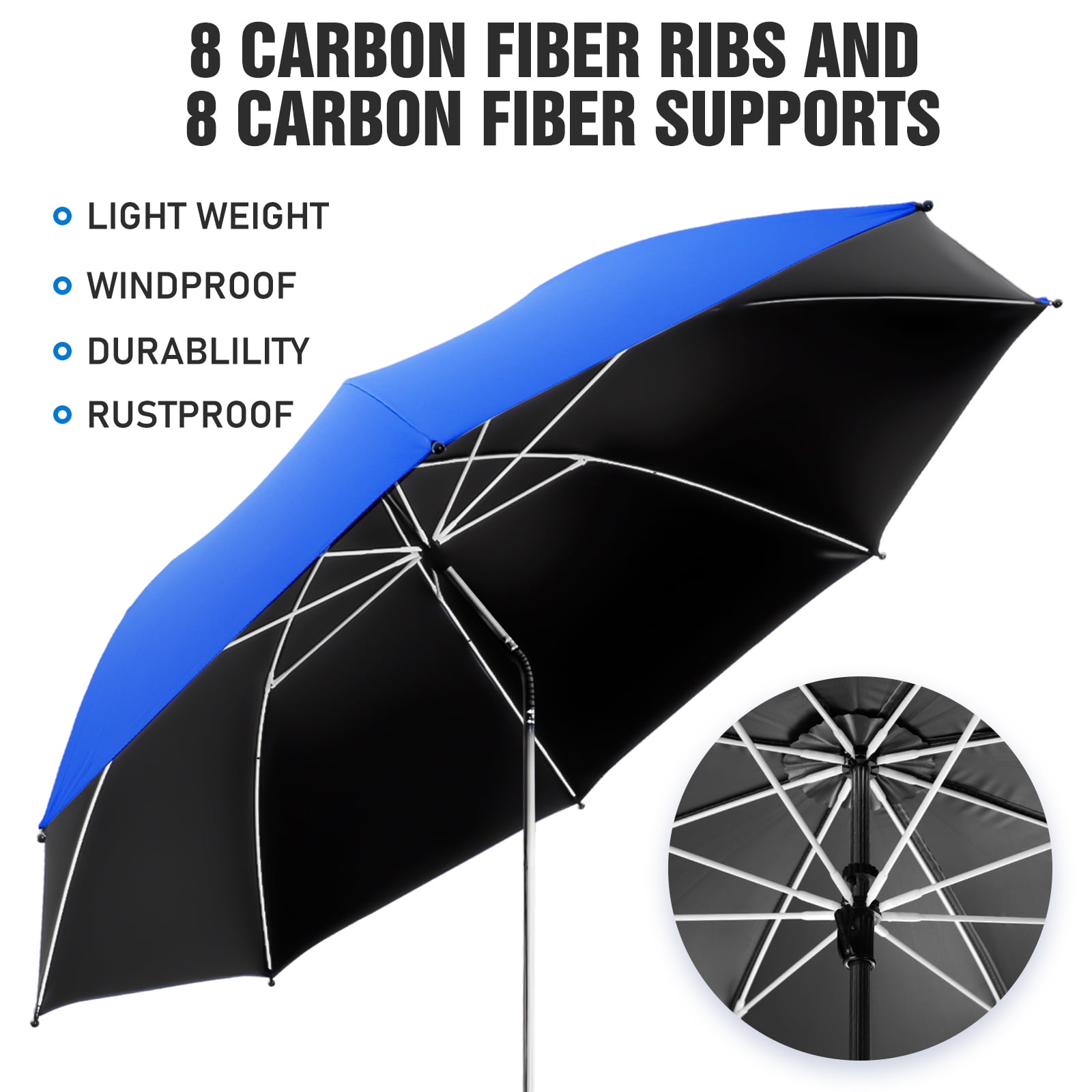 42" 2 Pack Beach Chair with Umbrella,99.99% UV Protection Chair Umbrella, UPF50+ 360° Adjustable Beach Chair Umbrella with Clamp(Azure Blue, Not Include Chair)