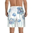 thumbnail image 3 of Kll Pale Blue Lotus Flowers Men'S Casual Summer Beach Shorts Hawaiian Shorts With Pockets-3x-Large, 3 of 9