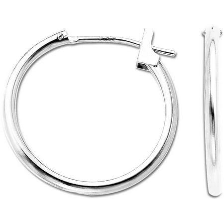 Simply Gold 14kt White Gold 1.5mm x 18mm Hoop Earrings