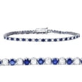 thumbnail image 1 of Bracelet Tennis Authentique en Or Blanc 14 K avec Saphir Bleu et Diamants Ronds, 2 Ct TW, 1 of 3