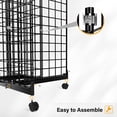 thumbnail image 3 of 5' x 2' Wire Grid Panel Tower, 4-Way Grid Wall Display Rack with Rolling Base, 3 of 7