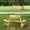 Natural, variant on Smooth and Durable Wood - Can Hold 8 with Umbrella Hole - Outdoor Gatherings in Backyard, Garden / Enjoy a Relaxed Picnic