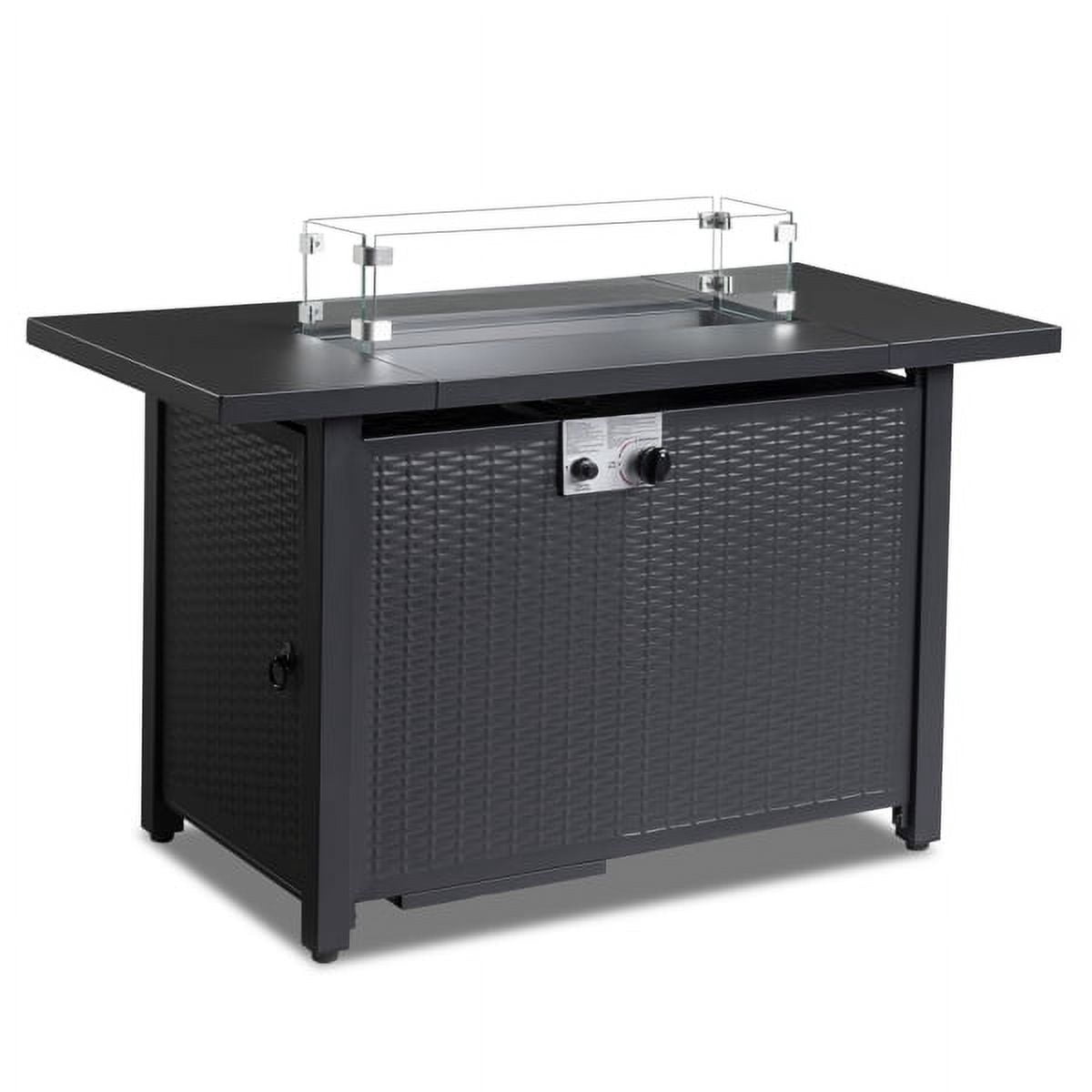 43-Inch Fire Table，50000 BTU Gas Firepit with Volcanic Stone Black