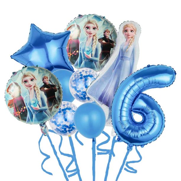 Globos de papel de aluminio para fiesta de Cumpleaños de Niños, Disney, Frozen, princesa Elsa, Anna, decoración para Baby Shower, 9 piezas