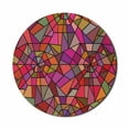 thumbnail image 1 of Abstract Mouse Pad for Computers, Mosaic Style Stained Glass Fractal Colorful Geometric Triangle Forms Image, Round Non-Slip Thick Rubber Modern Gaming Mousepad, 8" Round, Multicolor, by Ambesonne, 1 of 2