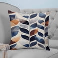 thumbnail image 4 of 14x14 Pillow Covers Set of 2, Navy Blue Burnt Orange Throw Pillow Covers Decorative Couch Cushion Case, Botanical Palm Leaf Abstract Microfiber Square Pillowcases for Bedroom Car Living Room, 4 of 7