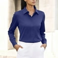 thumbnail image 5 of Busydd Ladies Tops and Blouses Trendy Long Sleeve Button Down Shirts for Women Casual Solid Color Lapel Dress Shirts for Women M, 5 of 5