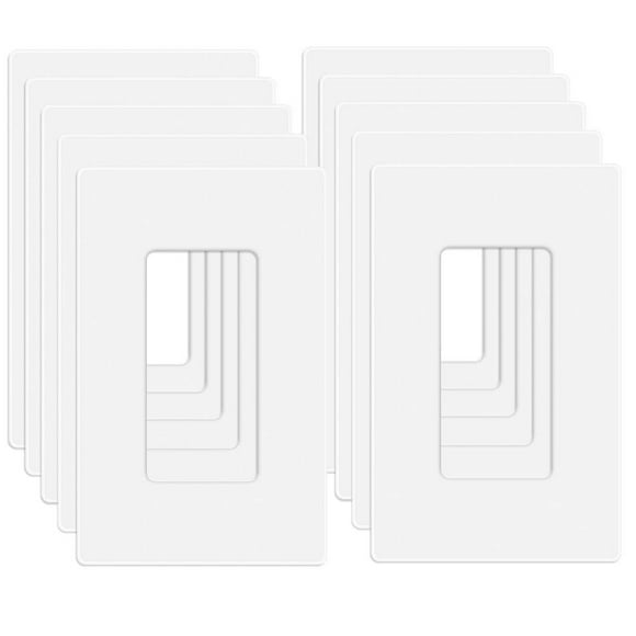 MLLIZH 10 Pack 1-Gang Screwless Wall Plate, Decora Outlet Cover Plates, 4.57? H x 2.76? L, for Light Switch, Dimmer, GFCI, USB Outlet