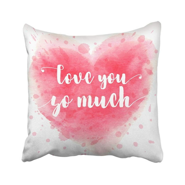 Funda de almohada ABPHQTO Corazón de Acuarela con Texto de Caligrafía Te amo Tanto para El día de San Valentín Boda 40x40 cm