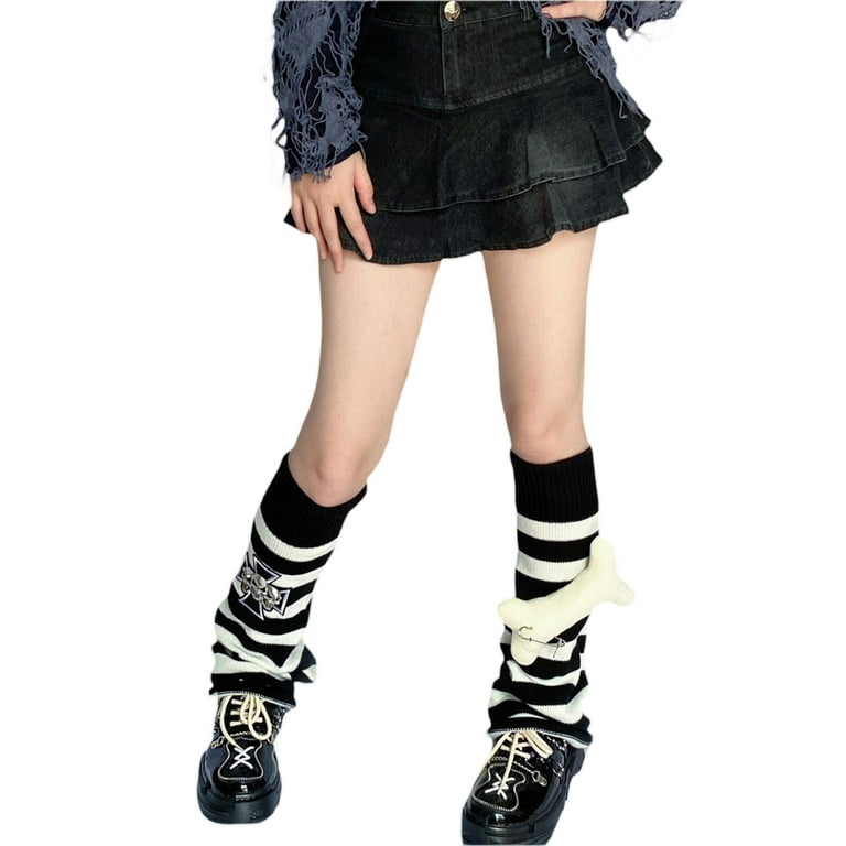 Leg Warmers For Ascergery Women 80s 90s Goth Leg Warmer Girls Kawaii  Japanese Style Knit A