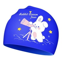 Kids Swimming Cap for Long Hair Waterproof Silicone Swim Cap for Long Braids, Dreadlocks and Long Curly Fluffy Hair Girls Toddler Boys Blue1 One Size