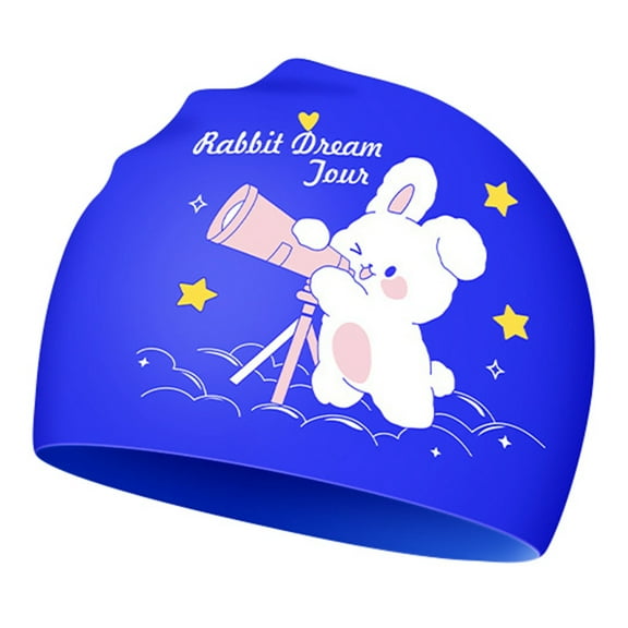 Landzoo One Children's Silicone Swimming Caps Are Cartoon Cute And Non Constricting Both Boys And Girls Silicone Swimming Caps For Babies Are Ear Caps (5Y-12Y) Cute Practical One Size