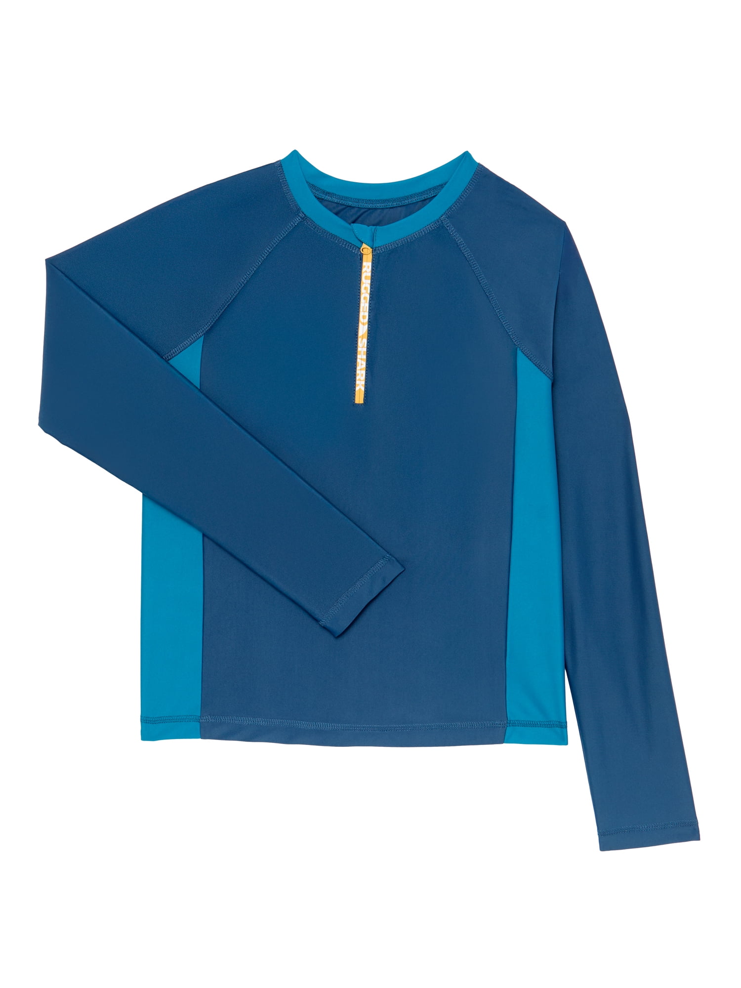 Rugged Shark Boys Long Sleeve Half Zip Rash Guard, Sizes 4-16