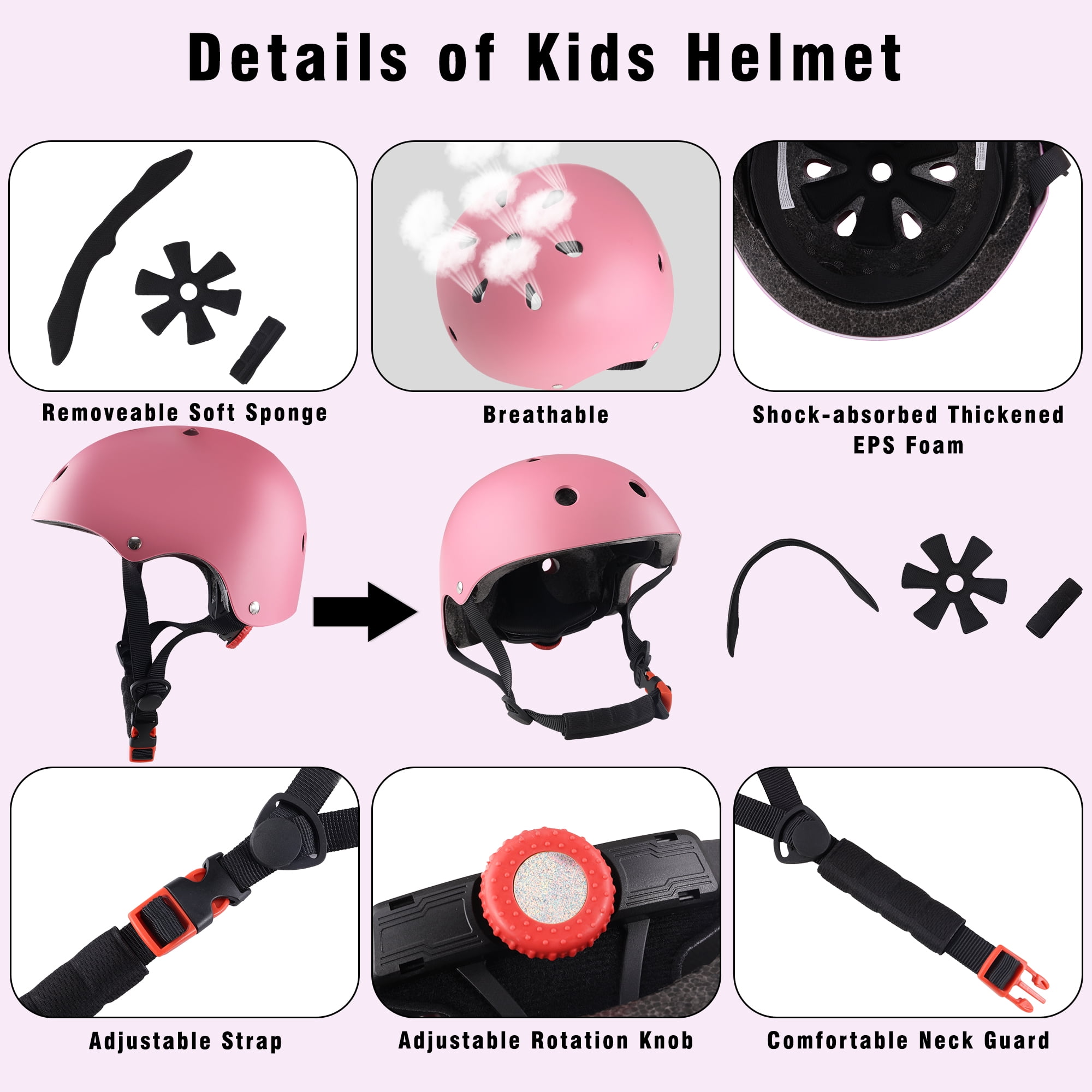 Kids Bike Helmet Toddler Helmets for Kids Girls Boys Youth Bicycle Helmet for Scooter Balance Bike Roller Skating Skateboard Helmet