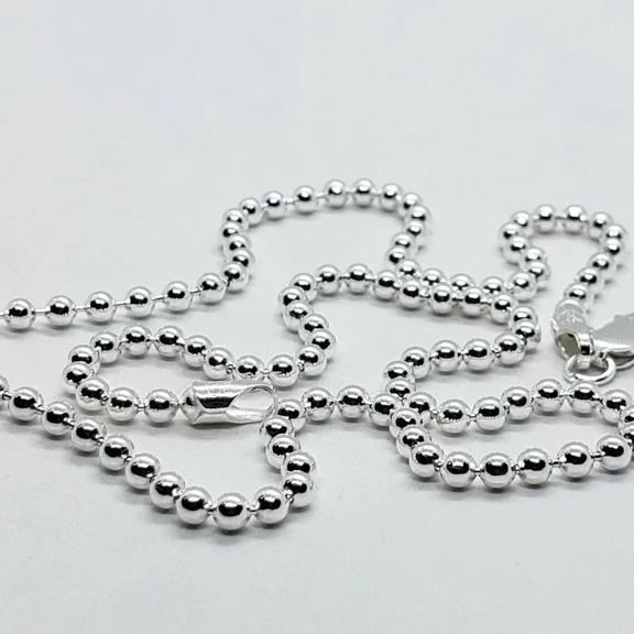 925 Sterling Silver Ball Bead Chain Necklace .925 Italy 3mm - All Sizes