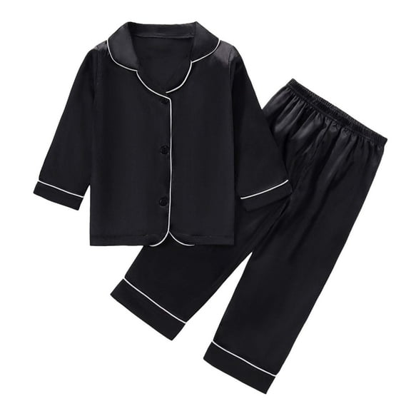 Toddler Silk Pajamas Girls Short Sleeve Button Down Nightwear with Pants Girls Summer PJS PJS for Girls Size 2T