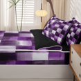 thumbnail image 5 of Homewish Purple Gradient Plaid Zipper Twin Comforter Sets with Fitted Sheet and 2 Pillowcases,Vintage Artwork Zipper Bedding Set,Black Reversible,4pcs, 5 of 8