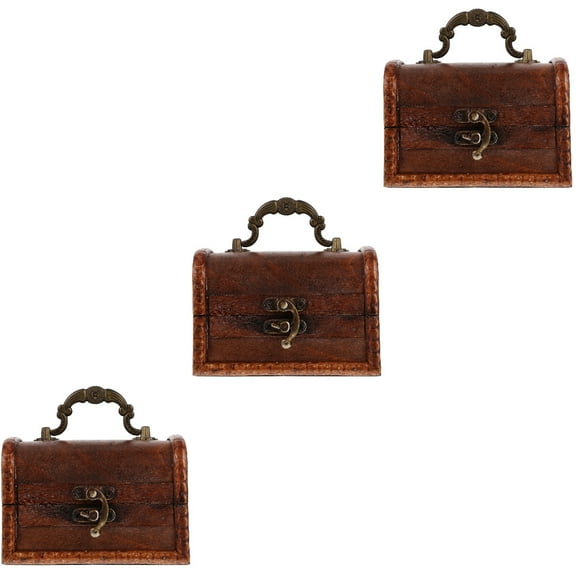 3pcs Wooden Trinket Box Retro Jewelry Case Vintage Jewelry Box Handheld Storage Case